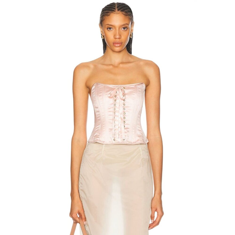 LoveShackFancy Lucarelli Top in Pink Pearl 2 New Womens Corset Strapless
